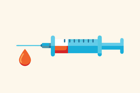 Syringe with blood drop representing medical procedures and health awareness initiatives