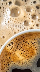 Close-up coffee foam texture