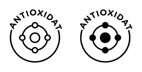 Antioxidant icons set in black and blue colors on white background