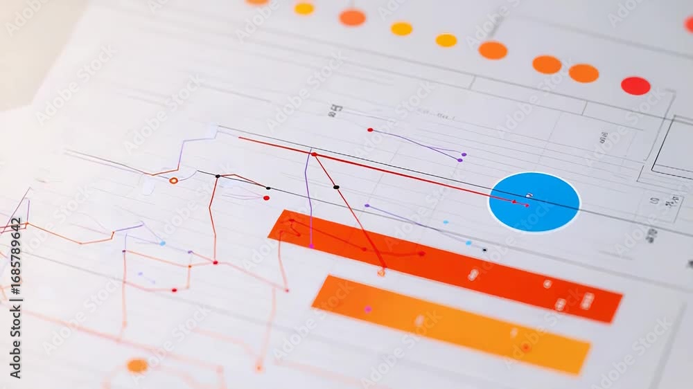 Aufkleber financial chart showing growth and statistics with colorful data points
