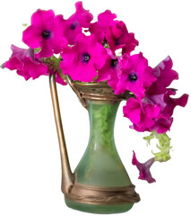 Pink petunias in the vase; Petunia Grandiflora	