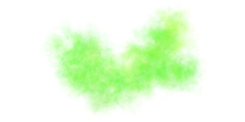 Green smoke cloud on transparent background, perfect as a mockup template for visual effects, motion design, fantasy scenes or digital compositing. Soft diffusion with vibrant and intense color