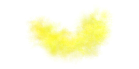 Fototapeta premium Yellow smoke cloud on transparent background, ideal as a mockup template for visual effects, digital scenes, motion graphics, or compositing. High resolution with soft diffusion and vibrant tone