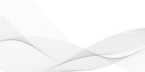Abstract white and gray business wave technology voice concept line on transparent background. Vector minimalist wavy line art design, modern digital flowing wave pattern