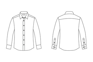 Vector art of long sleeve buttonup dress shirt front and back views
