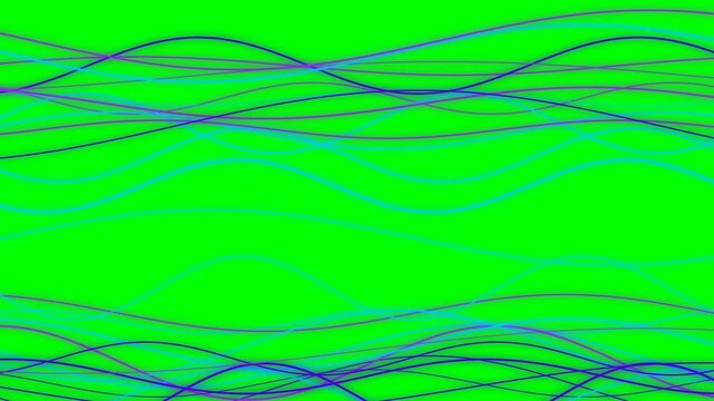 Flowing neon lines animation on green screen with glowing streaks  futuristic design  and energetic light visuals.