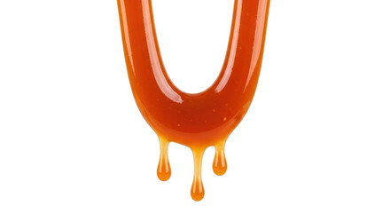 Isolated Dripping Delicious Caramel Sauce, Sweet Topping Dessert, Tasty Syrup, Yummy Treat