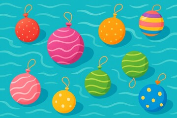 Summer vector background with water yoyo balloons floating for cards and social media