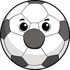 Cartoon soccer ball with happy face on white background
