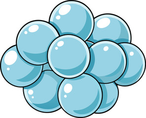 Cluster of Blue Bubbles Cartoon Illustration Keywords: bubbles, water, soap, blue, round, shiny