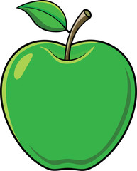 Green Apple with Stem and Leaf fruit healthy
