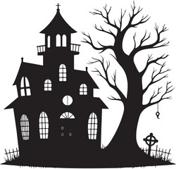 Haunted House Vector Silhouette