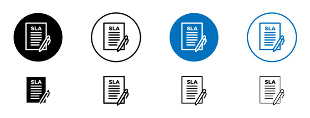 SLA icons set in black and blue colors on white background