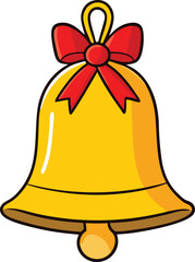 Yellow bell with red bow and clapper christmas holiday
