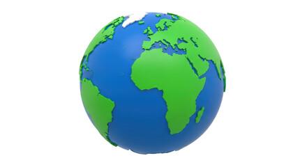 Isolated globe showcasing the Earth, continents, and oceans in a stylized rendering