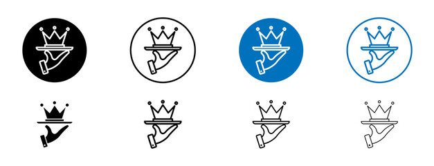 Exclusive service icons set in black and blue colors on white background