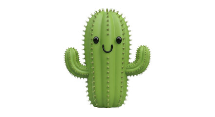 Isolated cactus cartoon character with cute face, adorable plant in cartoon style vector