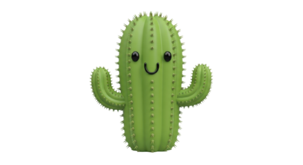 Isolated cactus cartoon character with cute face, adorable plant in cartoon style vector