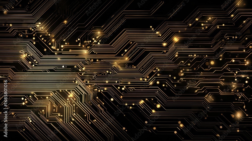 Poster intricate circuit board design with glowing elements showcasing technology and innovation in a digit