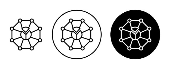 Business modeling icons set in black and blue colors on white background