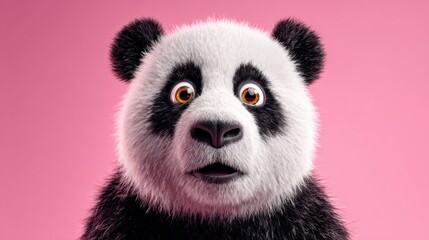 Obraz premium a panda bear with a pink background