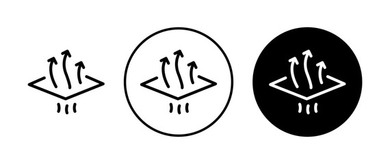 Breathable fabric icons set in black and blue colors on white background