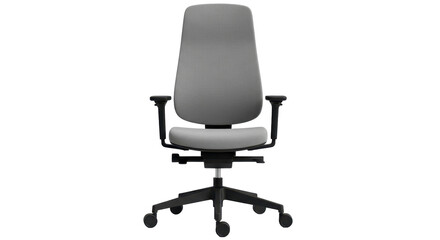 Isolated ergonomic office chair for work, light gray fabric upholstery, good posture