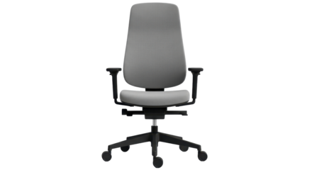 Isolated ergonomic office chair for work, light gray fabric upholstery, good posture