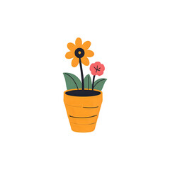 Vibrant Potted Flower Illustration: Perfect for Spring Designs & Nature Themes