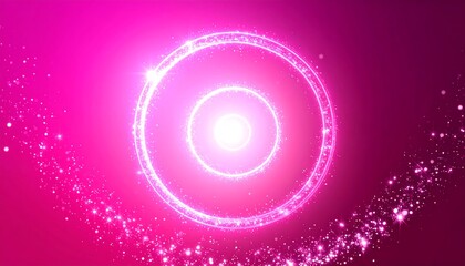 Pink circular graphic with glowing rings