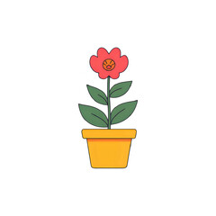 Vibrant Potted Flower: Simple Plant Illustration, Perfect for Blogs & Websites
