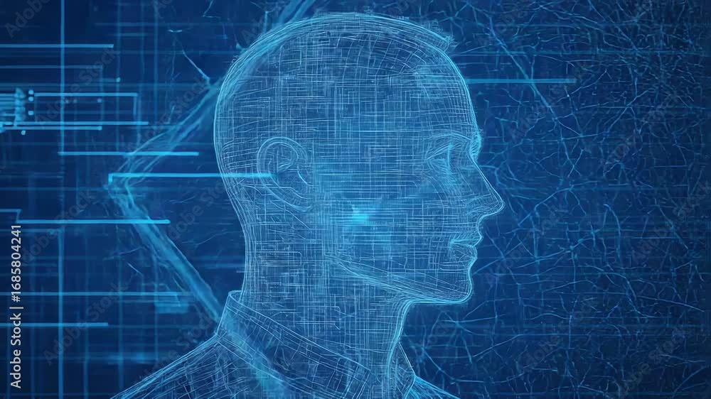 Poster artificial intelligence processing data in digital world