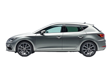 Fototapeta premium Side profile of a light gray compact car