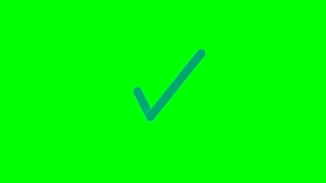 Bright green check mark animation on a green screen background representing approval  success  and confirmation.