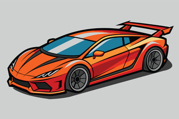 Stylish orange sports car design featuring dynamic lines and bold colors