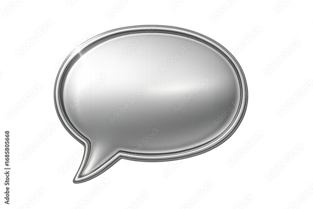 Poster shiny metallic speech bubble on a transparent background, ideal for communication and messaging conc