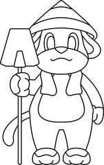 Dog Farmer Shovel Animal Vector Graphic Art Illustraion