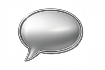Shiny metallic speech bubble on a transparent background, ideal for communication and messaging concepts