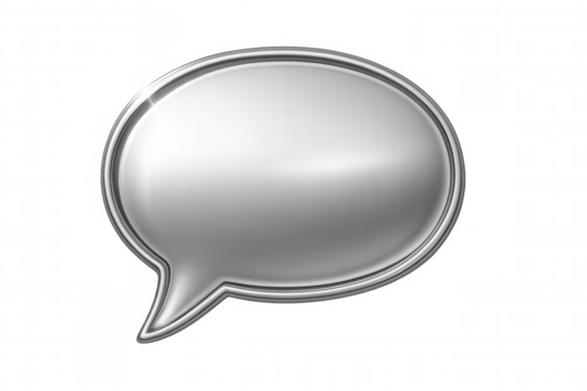 Shiny metallic speech bubble on a transparent background, ideal for communication and messaging concepts