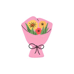 Pink Flower Bouquet Illustration: Spring Floral Arrangement, Cute Botanical Design,  Mother's Day Gift, Wedding Flowers, Birthday Present Graphic