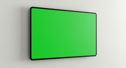 Modern tablet with bright green screen ready for your custom content and digital display needs