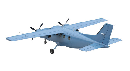 Isolated twin turboprop aircraft on the ground, ready for air travel or cargo freight transport