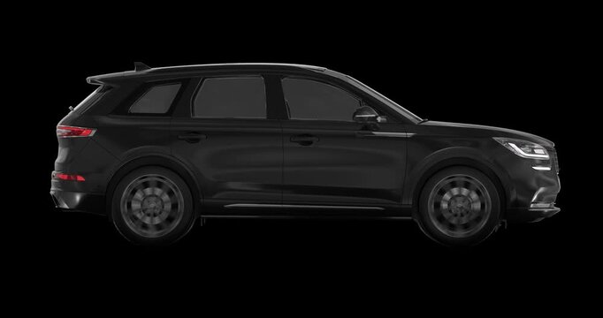 This stock motion graphics clip showcases a single speeding SUV on a transparent alpha channel in a seamless loop. Ideal for dynamic automotive promos, fast-paced ads, and motion graphics projects.