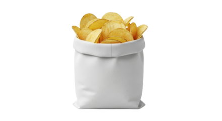 Isolated bag of potato chips snack food item ready to eat fresh appetizing