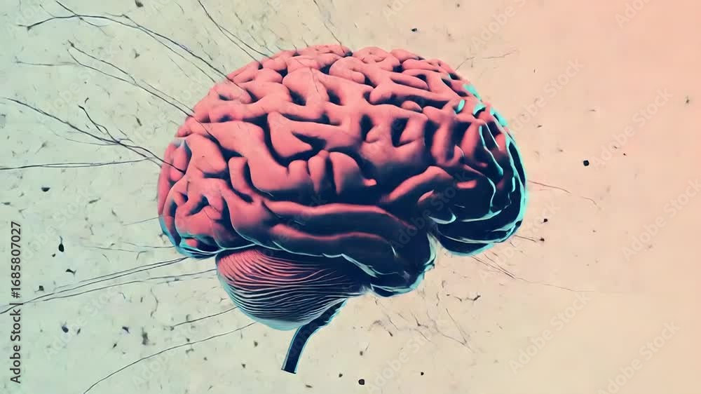 Poster human brain showing neural connections and brain activity