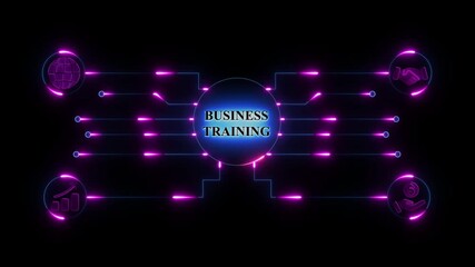 Glowing neon sign BusinessI BUSINESS TRAINING concept animated. BUSINESS TRAINING management concept. Glowing neon line BUSINESS TRAINING Product lifecycle management system technology concept. - Powered by Adobe
