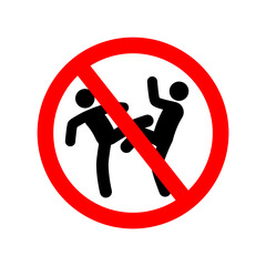 classic no fighting allowed permitted in red circle sign symbol simple vector isolated on transparent background
