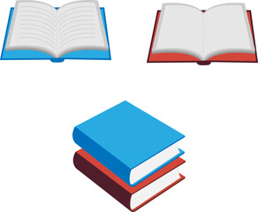 Set of vector books icon with open and closed books icon