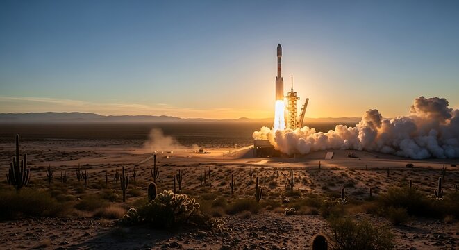 Rocket Launch at Sunrise
