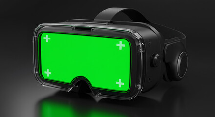Immersive virtual reality headset with vibrant green screen for innovative content creation and gaming experiences